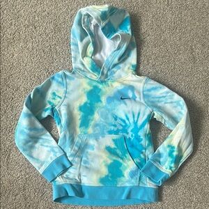 Nike Kids' Blue and Yellow Tie-Dye Hoodie